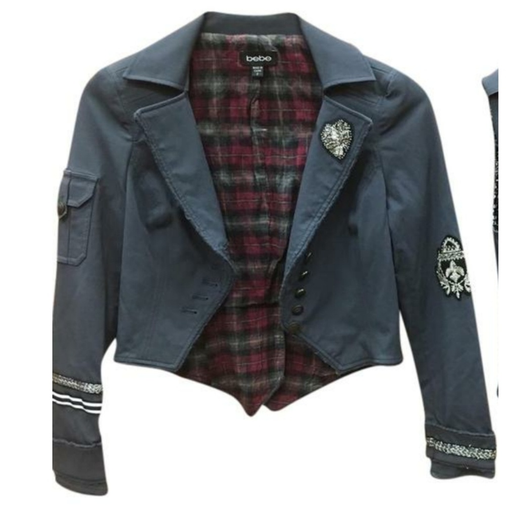 Bebe military jacket blue gray